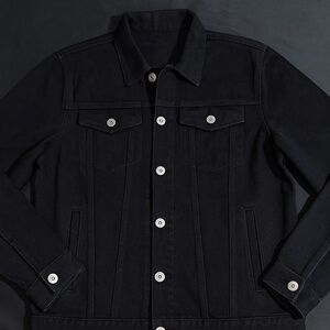 Men’s Black Denim Trucker Jacket Size Medium